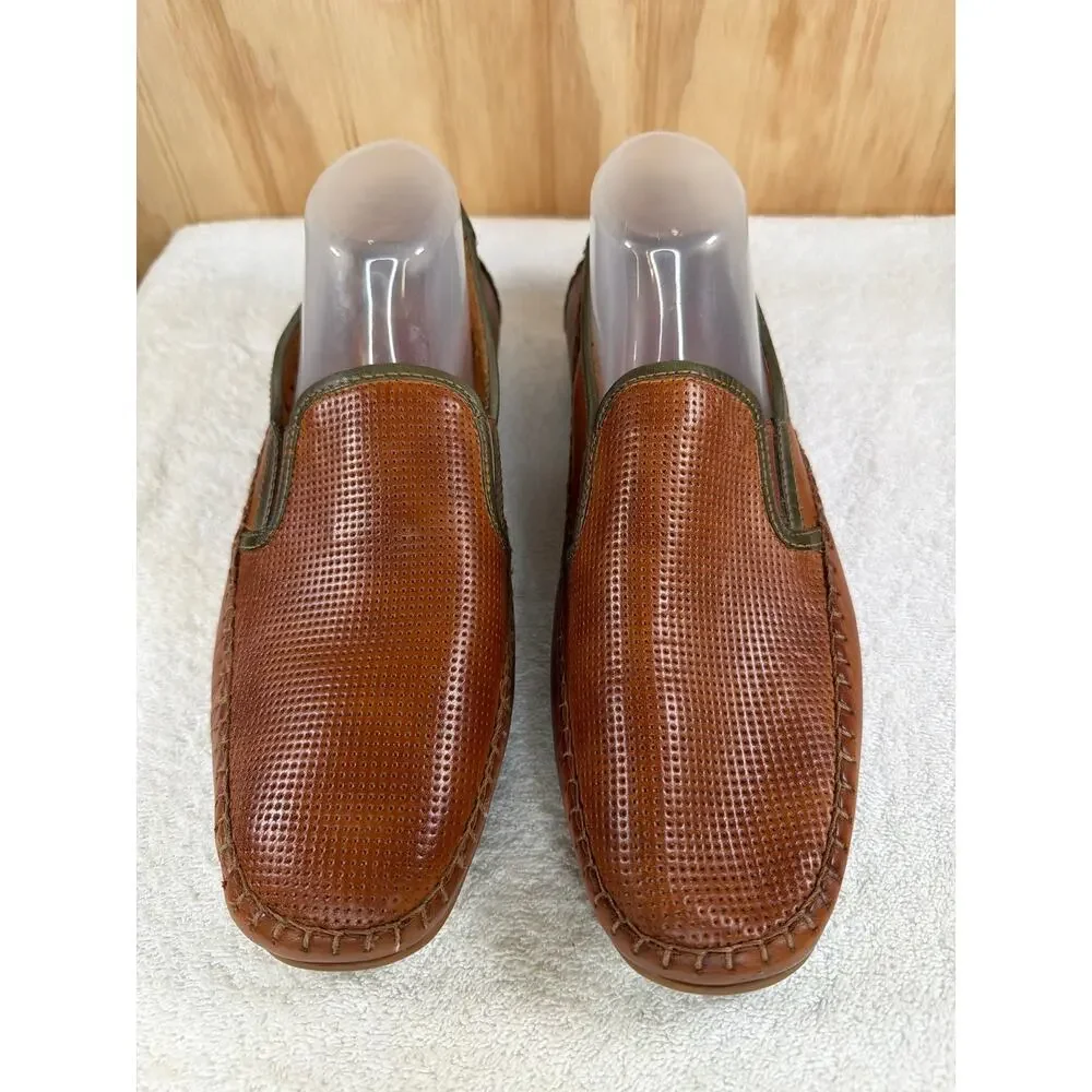 Pikolinos Conil Men's Perforated Leather Loafers Brandy Brown Green EU42/US8.5